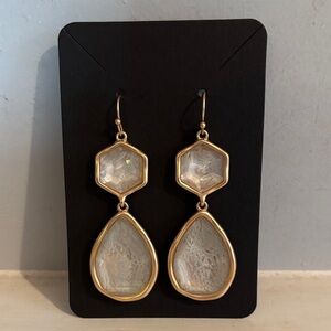 Chic Matte Gold Hexagon Drop Earrings